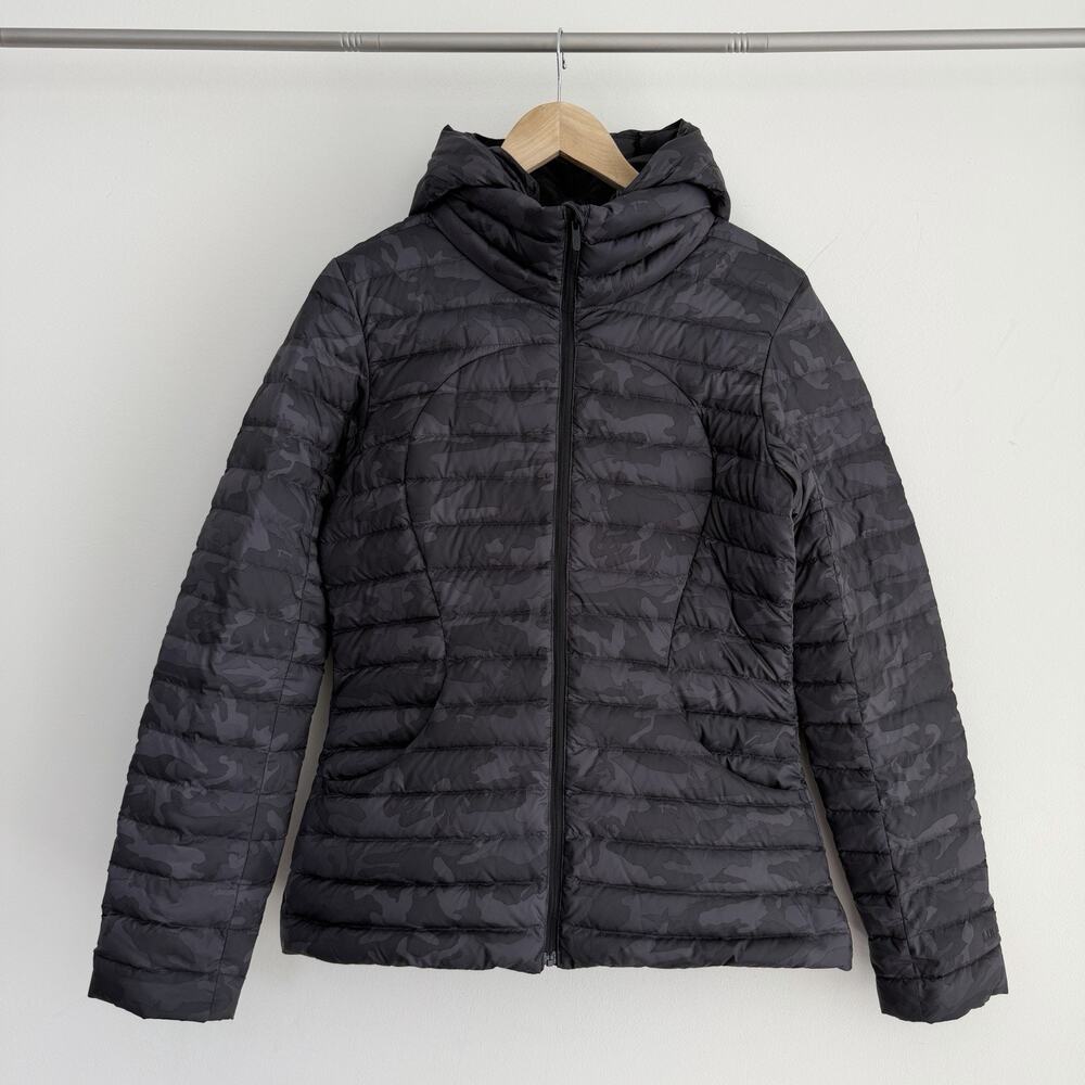 Lululemon Pack It Down Jacket Mens 8 Black Gray Camo Incognito Packable W Hood - Picture 2 of 13